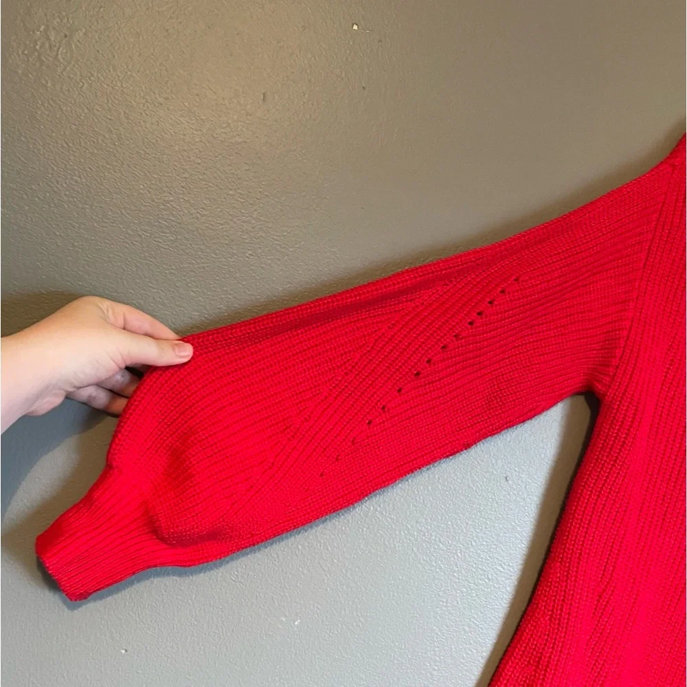 NWT Style & Co Sz Med Women’s Red Knit Long Sleeve Midi Sweater Dress Ret $49!